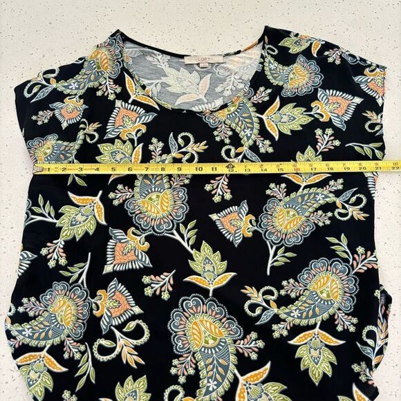 Loft Medium Navy Paisley Floral Short Sleeve Blouse - Picture 7 of 9